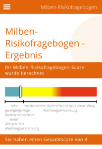 Milbenrisikofragebogen Ergebnis