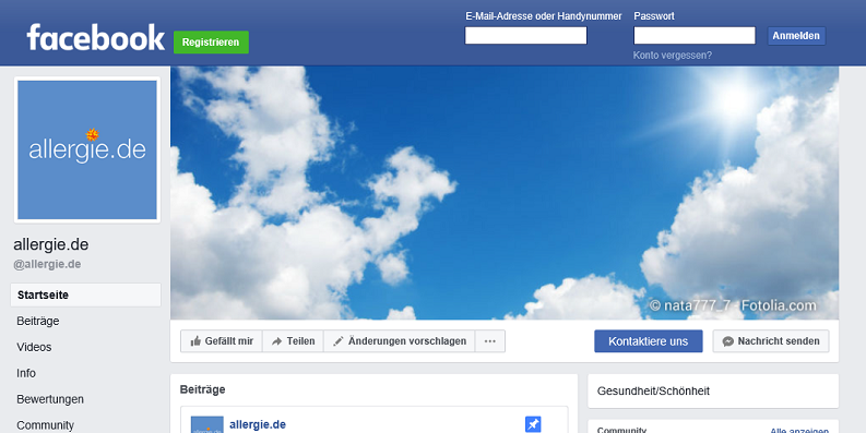 Besuchen Sie allergie.de auf Facebook!