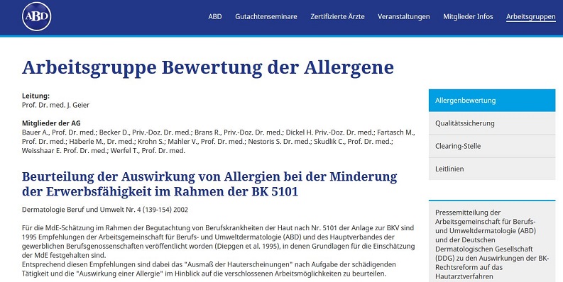 Arbeitsgemeinschaft Berufs- und Umweltdermatologie e. V. (ABD)