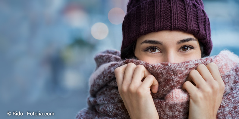 Frostige Kälte reizt die Haut und die Atemwege